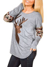 Christmas Reindeer Floral Long sleeve T-shirt