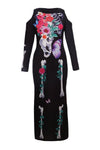 Halloween Floral Skeleton Long sleeve Maxi Dress
