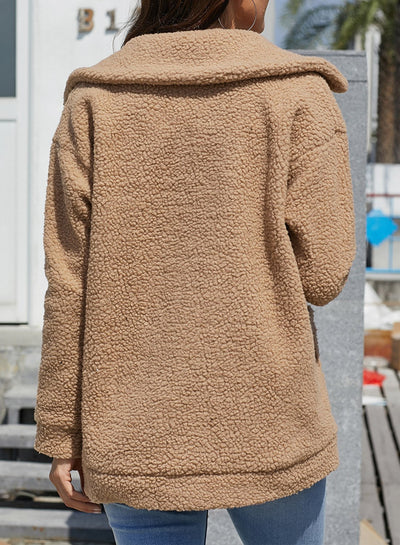 Women Plush Lapel Wool Coats