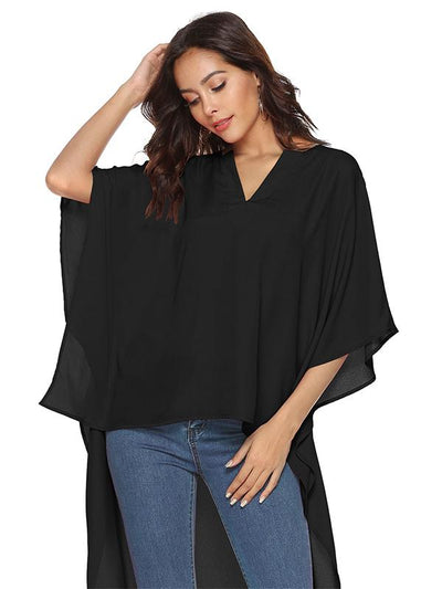 Daily Loose Large Size Woman V neck Short Sleeve Blouse