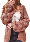 Casual Loose Pure Puff sleeve Knit Cardigan