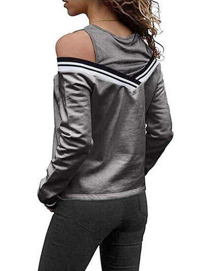 Round Neck Off Shoulder Special Design Woman Sweatshirt