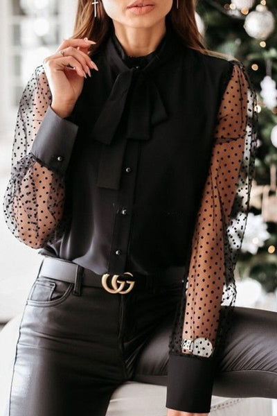 Fashion Street Solid Patchwork O Neck Tops Blouses