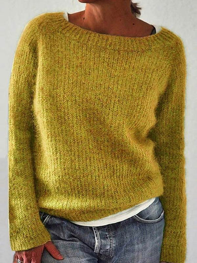 Vintage Plain basic knit women long sleeves sweaters