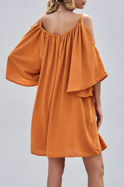 Fashion Solid Hollowed Out Spaghetti Strap Princess Mini Dresses Shift dresses