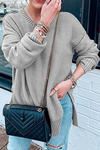 Casual Solid Slit O Neck Tops Sweater(8 Colors)