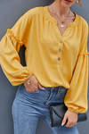 Casual Solid Buckle Stringy Selvedge V Neck Blouses Tops