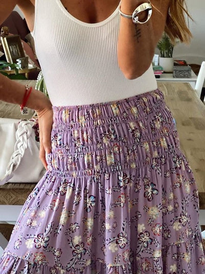 small flower printed long skirts