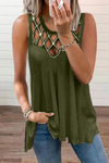 Casual Solid Hollowed Out O Neck Tops Vests