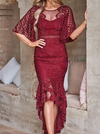 Casual Solid Lace O Neck Trumpet Mermaid Dresses Bodycon Dresses