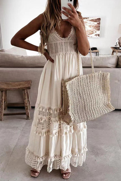 Sexy Solid Patchwork Spaghetti Strap Sling Dress Dresses