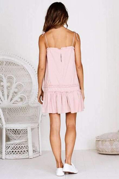 Fashion Pure One shoulder Falbala Sleeveless Shift Dresses