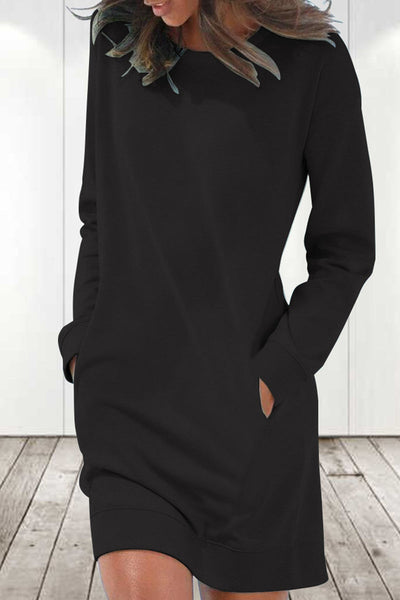 CiciCloth Casual Solid Solid Color O Neck Long Sleeve Dresses
