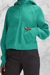 Street Solid Solid Color Hooded Collar Tops