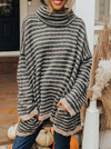 CiciCloth Casual Striped Patchwork Turtleneck Sweaters(4 Colors)