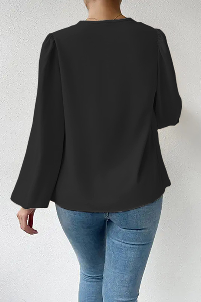 Casual Solid Patchwork U Neck Tops Blouses(6 Colors)