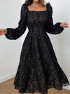 Elegant Solid Hollowed Out See-through Square Collar Dresses