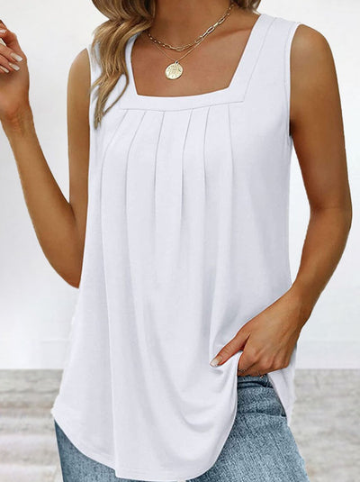 Casual Street Solid Fold Square Collar Tops Vests