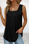 Casual Street Solid Fold Square Collar Tops Vests