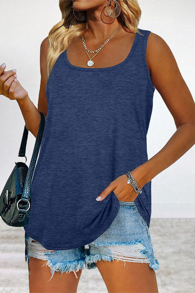 Casual Simplicity Solid Solid Color Square Collar Tops(4 Colors) Vests