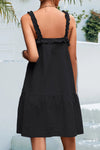 Simplicity Solid Frenulum V Neck Cake Skirt Dresses