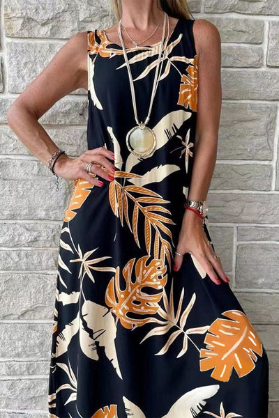 Casual Vacation Floral O Neck Printed Dress Dresses