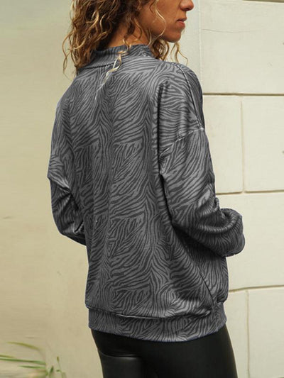 Casual high-necked zebra printed long-sleeved Sweatshirts