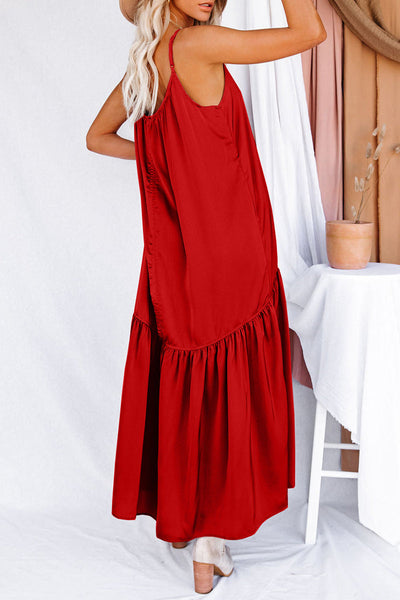 Casual Simplicity Solid Solid Color V Neck Pleated Dresses Maxi Dresses