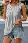 Casual Daily Solid Fold O Neck Vests Tops Vests