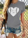 Baseball Heart Design Printed Daily T-shirts