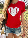 Baseball Heart Design Printed Daily T-shirts