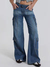 Street Solid Make Old Pocket Loose Low Waist Straight Solid Color Bottoms Pants