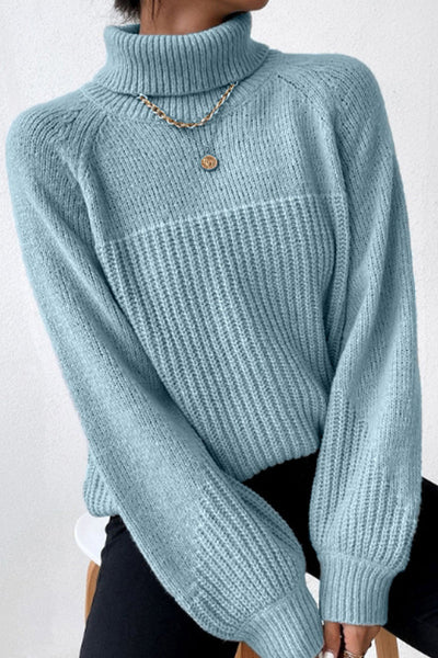 Casual Solid Patchwork Turtleneck Tops Sweaters