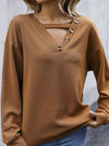 Casual Solid Buttons Tops T-shirts