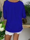 Lace v-neck button-down large size solid loose blouses