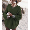 Casual Loose Pure Knit Round neck Long sleeve Sweaters