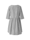 Round Neck Striped Pocket Loose Casual Dress