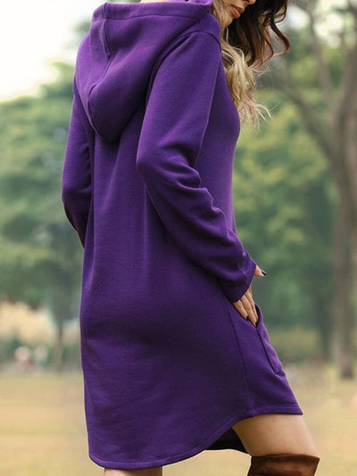 Casual solid color hoodied sweatshirts for women