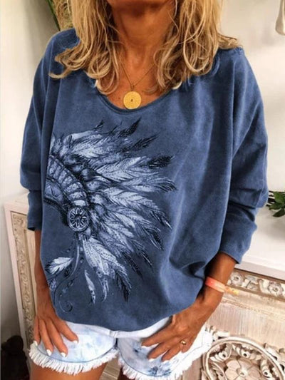 New printed round neck long sleeve T-shirts