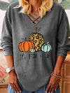 V neck long sleeve halloween design printed women T-shirts