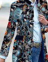Fashion Floral print Gored Stand collar Long sleeve  Pockets Coat