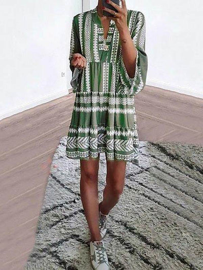 Women Loose stripe printed shift dresses