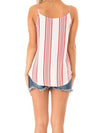 Stripe printed strap women summer v neck vests