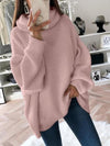 Women plain knit fashion high neck sweaters