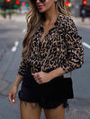 Casual button leopard print top long sleeve Blouses