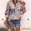 Fashion Casual Floral Lapel Long sleeve Blouses