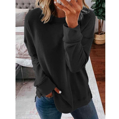 Fashion Casual Pure Round neck Long sleeve T-Shirts