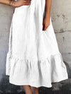 Cotton and linen halter Loose Plain Maxi dresses