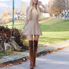 Fashion Pure Round neck Long sleeve Knit Skater Dresses