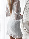 Women Elegant soluble lace wrap hip bodycon dresses